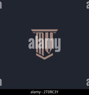MV initial monogram logo with pillar style design Stock Vector