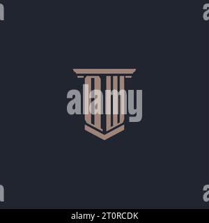 QW initial monogram logo with pillar style design Stock Vector