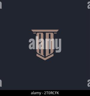 QD initial monogram logo with pillar style design Stock Vector
