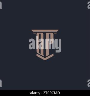 QP initial monogram logo with pillar style design Stock Vector