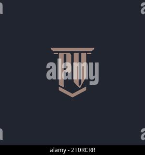 PV initial monogram logo with pillar style design Stock Vector