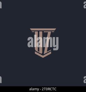 UZ initial monogram logo with pillar style design Stock Vector