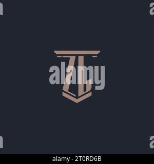 ZL monogram initial logo with pillar and feather design, law firm logo ...