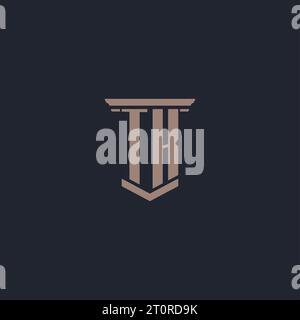 TK initial monogram logo with pillar style design Stock Vector