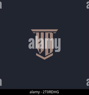 VD initial monogram logo with pillar style design Stock Vector