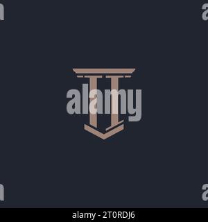 TI initial monogram logo with pillar style design Stock Vector