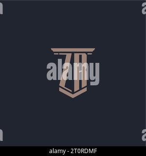 ZR initial monogram logo with pillar style design Stock Vector