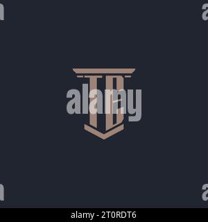 TE initial monogram logo with pillar style design Stock Vector