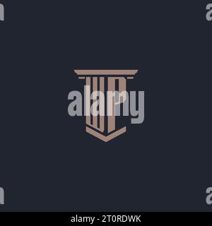 WP initial monogram logo with pillar style design Stock Vector