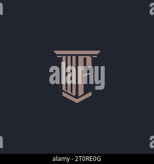 WF initial monogram logo with pillar style design Stock Vector