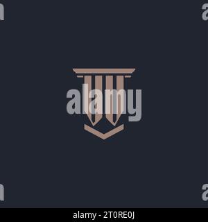 VV initial monogram logo with pillar style design Stock Vector