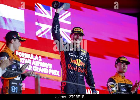 Podium celebration Max Verstappen (NED) Redbull Racing RB19 and