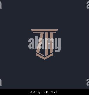ZK initial monogram logo with pillar and shield style design ideas ...