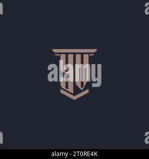 YV initial monogram logo with pillar style design Stock Vector