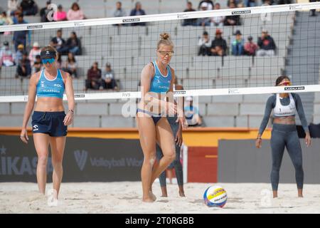 Tlaxcala, Mexico. 08th Oct, 2023. October 8, 2023. Tlaxcala, Mexico; Jagoda Gruszczynska and Aleksandra Wachowicz of Poland During The Poland vs Dominican Republic Women's Match of the Beach Volleyball World Championship, held at Apizaco Bullring on October 8, 2023. In Tlaxcala Mexico (Photo by Essene Hernandez/Eyepix Group) Credit: Eyepix Group/Alamy Live News Stock Photo