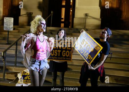 November 2, 2016 - Indianapolis, Indiana, USA: Activists gather for a photo during the Periods for Politicians formerly Periods for Pence anti-Trump and anti-Pence rally called The Revolution Will Be Uterized (A Rally in 3 Acts) on the steps of the Indiana Statehouse. Stock Photo