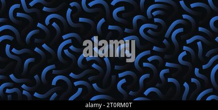 Monochrome doodle pattern. Funny monochrome pattern. Curved blue lines Stock Vector
