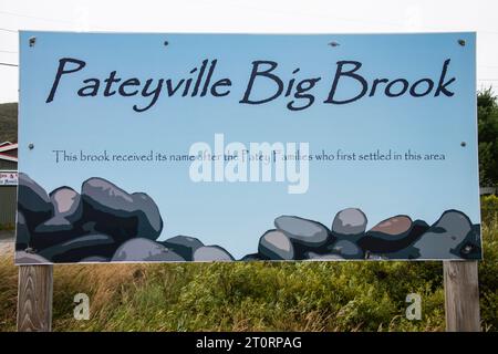 Pateyville Big Brook sign in St. Anthony, Newfoundland & Labrador, Canada Stock Photo