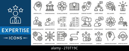 Expertise icon vector illustration concept representing high level knowledge and experience with an icon of expert, consulting, knowledge, team, skill Stock Vector