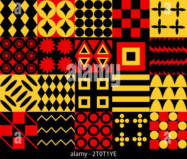 Collection Brutalism abstract vector Patterns with simple geometric shapes and forms. Stock Vector
