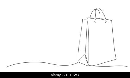 Shopping One line drawing isolated on white background Stock Vector