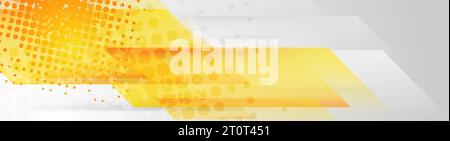 Yellow and grey abstract geometric grunge banner design. Hi-tech vector background Stock Vector