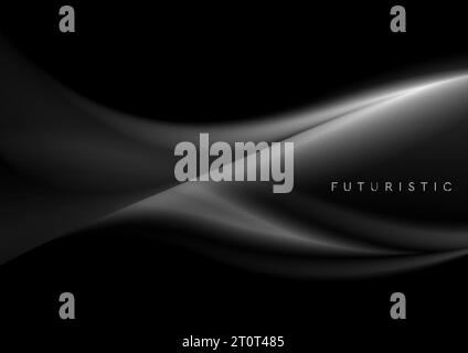 Abstract dark grey smoke waves background. Monochrome smooth vector design Stock Vector