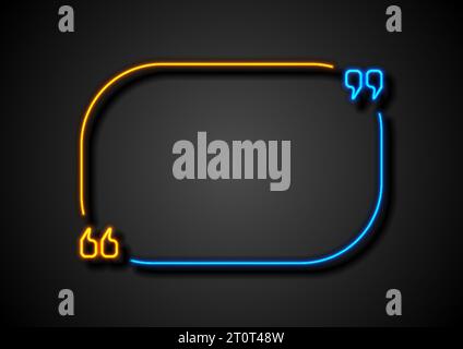 Quote speech bubble abstract laser neon frame background. Vector design Stock Vector