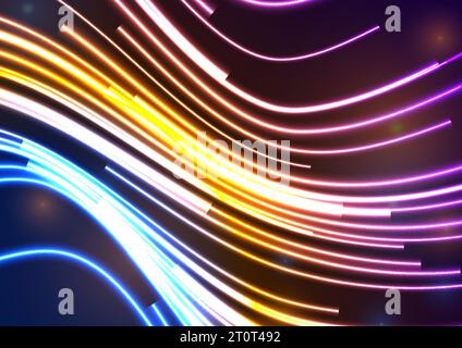 Colorful glowing neon motion lines abstract technology background. Vector design Stock Vector