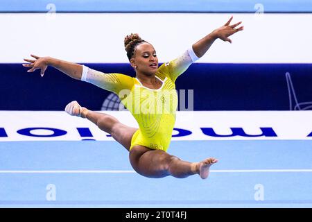 Antwerpen, Belgium. 08th Oct, 2023. Gymnastics: World Championship 2023, Women, Final, Floor, Sportpaleis. Rebeca Andrade from Brazil in action on floor. Credit: Tom Weller/dpa/Alamy Live News Stock Photo