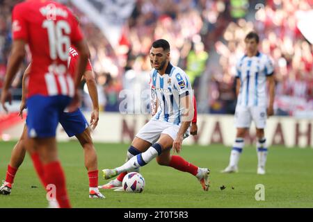 Madrid, Spain. 8th Oct, 2023. Mikel Merino (Sociedad) Football/Soccer : Spanish 'LaLiga EA Sports' match between Club Atletico de Madrid 2-1 Real Sociedad at the Estadio Civitas Metropolitano in Madrid, Spain . Credit: Mutsu Kawamori/AFLO/Alamy Live News Stock Photo