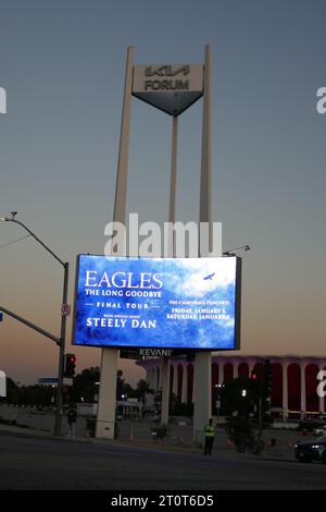 Inglewood, California, USA 5th October 2023 Eagles The Long Goodbye Final Tour Marquee Billboard at The Forum at 3900 W. Manchester Blvd on October 5, 2023 in Inglewood, California, USA. Photo by Barry King/Alamy Stock Photo Stock Photo