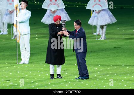 (L-R) Raja Randhir Singh, Hideaki Omura (JPN), OCTOBER 8, 2023 ...