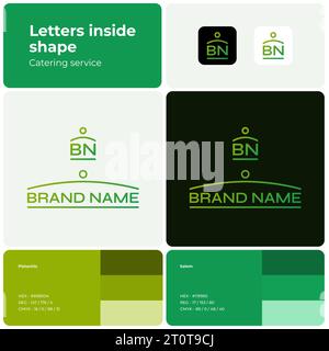 2D catering service branding template with logo Stock Vector