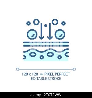 2D customizable thin line blue metabolism process icon Stock Vector