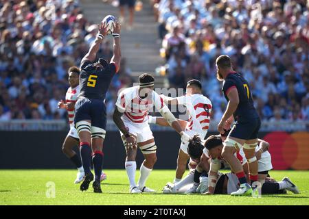 Japan's Naoto Saito during the 2023 Rugby World Cup Pool D match between Japan and Argentina at the Stade de la Beaujoire in Nantes, France on October 8, 2023. Credit: FAR EAST PRESS/AFLO/Alamy Live News Stock Photo