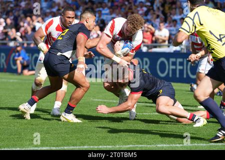 Japan's Warner Dearns during the 2023 Rugby World Cup Pool D match between Japan and Argentina at the Stade de la Beaujoire in Nantes, France on October 8, 2023. Credit: FAR EAST PRESS/AFLO/Alamy Live News Stock Photo