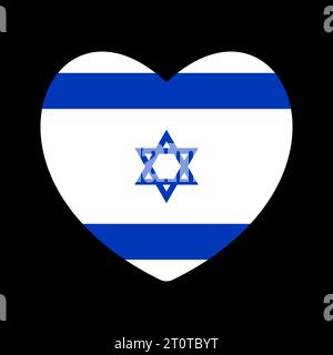 Israel flag icon in the shape of heart. Abstract patriotic Israeli flag with love symbol. Blue and white conceptual idea - with Israel in his heart. S Stock Vector