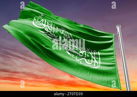 Flag of Hamas israel vs palestina, translate  Israel-Hamas war Stock Photo