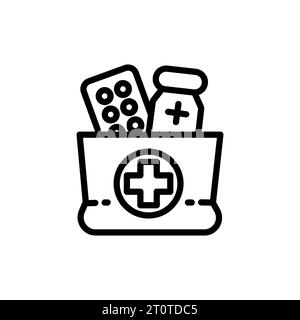 Drugs delivery icon. Outline drugs delivery vector icon for web design isolated on white background Stock Vector