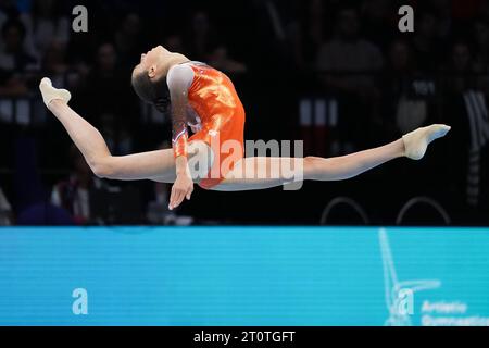 Antwerp, Belgium. 8th Oct, 2023. Naomi Visser of the Netherlands during the Women's Floor Exercise Final of the 2023 World Artistic Gymnastics Championships in Antwerp, Belgium, Oct. 8, 2023. Credit: Zheng Huansong/Xinhua/Alamy Live News Stock Photo