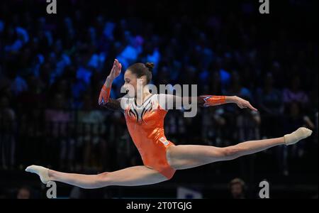 Antwerp, Belgium. 8th Oct, 2023. Naomi Visser of the Netherlands during the Women's Floor Exercise Final of the 2023 World Artistic Gymnastics Championships in Antwerp, Belgium, Oct. 8, 2023. Credit: Zheng Huansong/Xinhua/Alamy Live News Stock Photo