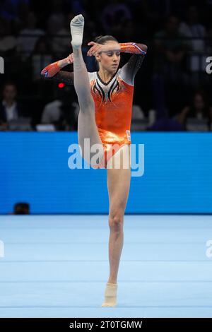 Antwerp, Belgium. 8th Oct, 2023. Naomi Visser of the Netherlands during the Women's Floor Exercise Final of the 2023 World Artistic Gymnastics Championships in Antwerp, Belgium, Oct. 8, 2023. Credit: Zheng Huansong/Xinhua/Alamy Live News Stock Photo