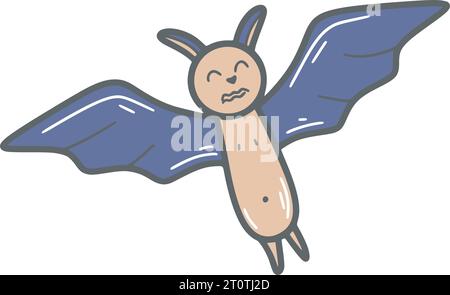 Bat clip art doodle sketch style. Cute baby character. Isolated element for Halloween or pagan witchcraft, sticker, print, vector illustration Stock Vector