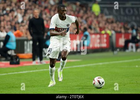 Rennes, France. 08th Oct, 2023. Ousmane Dembele of PSG during the French championship Ligue 1 football match between Stade Rennais (Rennes) and Paris Saint-Germain on October 8, 2023 at Roazhon Park in Rennes, France - Photo Jean Catuffe/DPPI Credit: DPPI Media/Alamy Live News Stock Photo