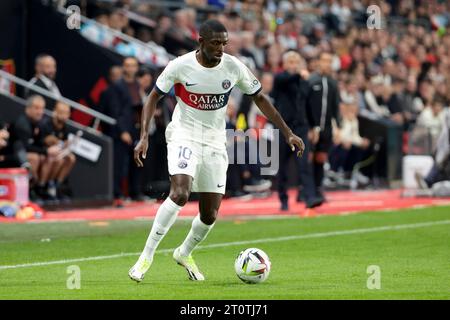 Rennes, France. 08th Oct, 2023. Ousmane Dembele of PSG during the French championship Ligue 1 football match between Stade Rennais (Rennes) and Paris Saint-Germain on October 8, 2023 at Roazhon Park in Rennes, France - Photo Jean Catuffe/DPPI Credit: DPPI Media/Alamy Live News Stock Photo