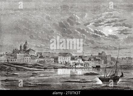 View of Buenos Aires in 1823, Argentina. Voyage of Don Giovanni Mastai in South America (1823-1824) Old 19th century engraving from Le Tour du Monde 1860 Stock Photo