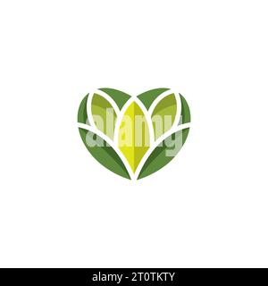 Love Leaf Nature Logo Design. Heart Eco Logo Stock Vector