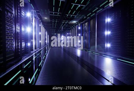 Data Center with Servers. Stock Photo
