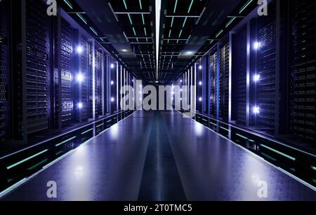 Data Center with Servers. Stock Photo